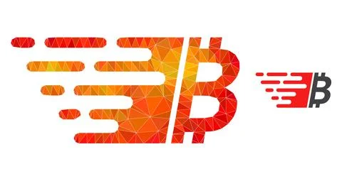 Vector Triangle Filled Bitcoin Icon with Flame Gradient Stock Illustration