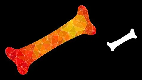 Vector Triangle Filled Bone Icon with Flame Gradient Stock Illustration