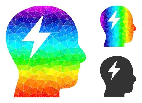Vector Triangle Filled Brainstorming Icon with Rainbow Gradient Illustrazione stock