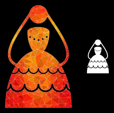 Vector Triangle Filled Bride Icon with Flame Gradient Stock Illustration