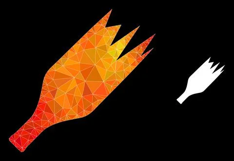 Vector Triangle Filled Broken Wine Bottle Icon with Fire Gradient Illustrazione stock
