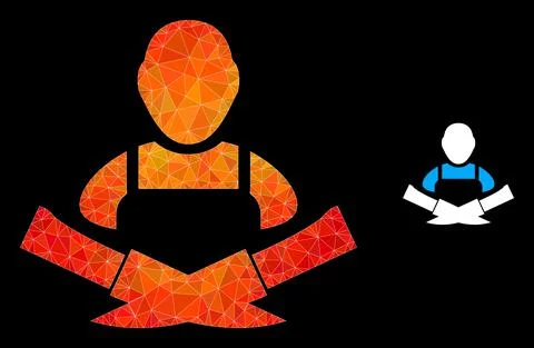 Vector Triangle Filled Butcher Icon with Fire Gradient Illustrazione stock