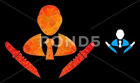 Vector Triangle Filled Butchery Boss Icon with Fire Gradient: Graphic ...