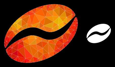 Vector Triangle Filled Cacao Bean Icon with Flame Gradient Stock Illustration