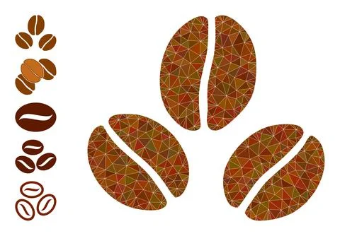 Vector Triangle Filled Cacao Beans Icon and Other Icons 스톡 일러스트