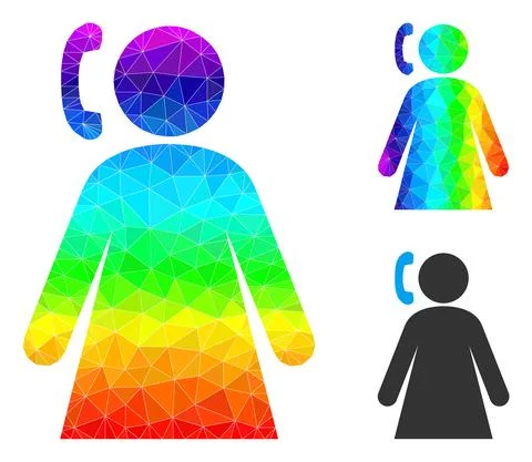 Vector Triangle Filled Calling Woman Icon with Spectral Colored Gradient Stock Illustration