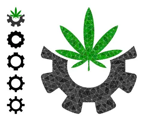 Vector Triangle Filled Cannabis Industry Icon and Bonus Icons Stock Illustration