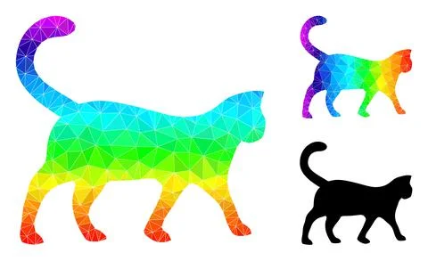 Vector Triangle Filled Cat Icon with Spectral Colored Gradient Illustrazione stock