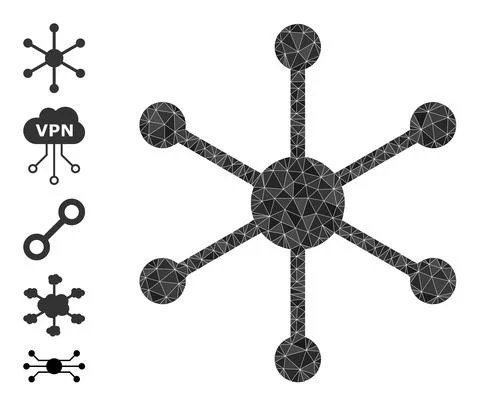 Vector Triangle Filled Central Node Icon and Other Icons Illustrazione stock
