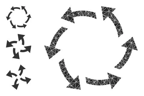 Vector Triangle Filled Centrifugal Arrows Icon with Other Icons Stock Illustration