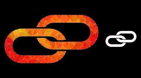 Vector Triangle Filled Chain Icon with Flame Gradient Stock Illustration