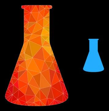Vector Triangle Filled Chemical Retort Icon with Flame Gradient Stock Illustration
