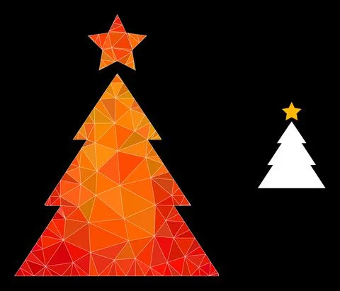 Vector Triangle Filled Christmas Tree Icon with Flame Gradient Stock Illustration