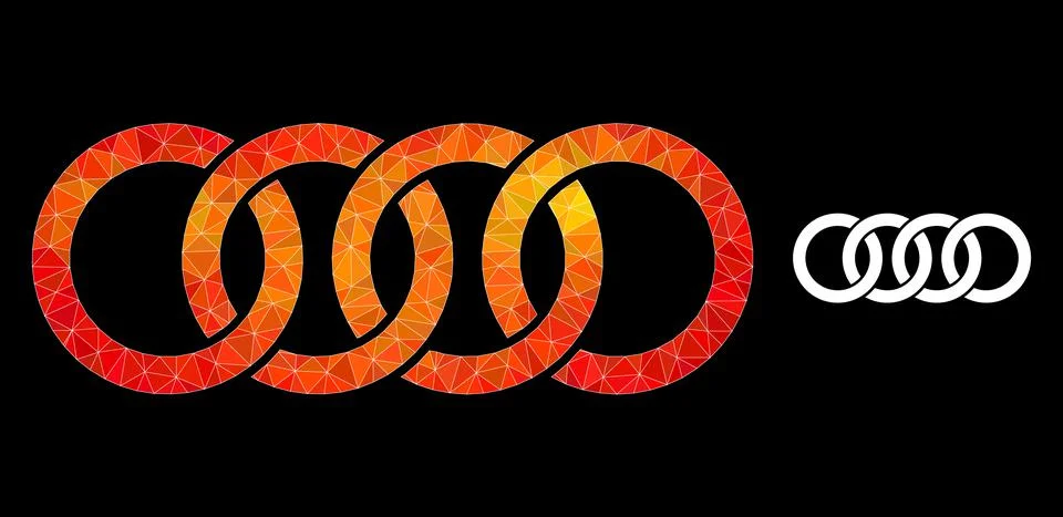 Vector Triangle Filled Circle Chain Icon with Fire Gradient Stock Illustration