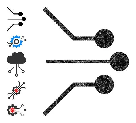 Vector Triangle Filled Circuit Linkages Icon and Additional Icons Stock Illustration
