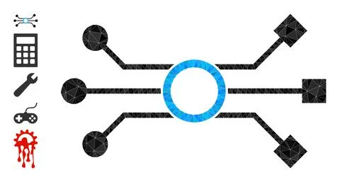 Vector Triangle Filled Circuit Scheme Icon and Additional Icons Illustrazione stock