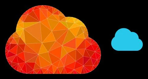 Vector Triangle Filled Cloud Icon with Orange Colored Gradient 스톡 일러스트