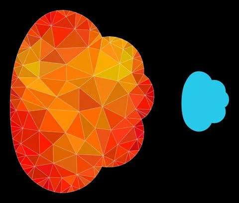 Vector Triangle Filled Cloud Icon with Flame Gradient 스톡 일러스트