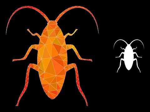 Vector Triangle Filled Cockroach Icon with Fire Gradient Stock Illustration