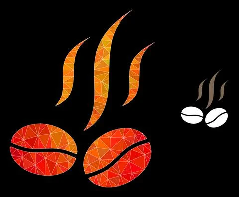 Vector Triangle Filled Coffee Beans Smell Icon with Fire Gradient Stock Illustration