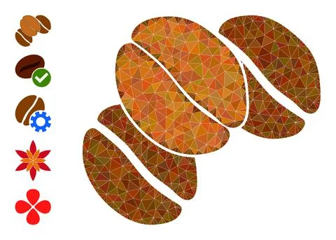 Vector Triangle Filled Coffee Beans Icon and More Icons Illustrazione stock