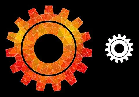 Vector Triangle Filled Cog Icon with Fire Gradient Stock Illustration