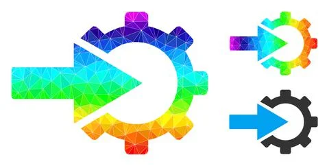 Vector Triangle Filled Cog Integration Icon with Spectrum Gradient イラスト素材