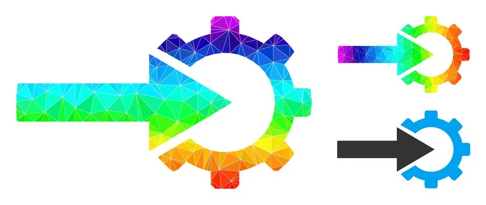 Vector Triangle Filled Cog Integration Icon with Rainbow Gradient Illustrazione stock