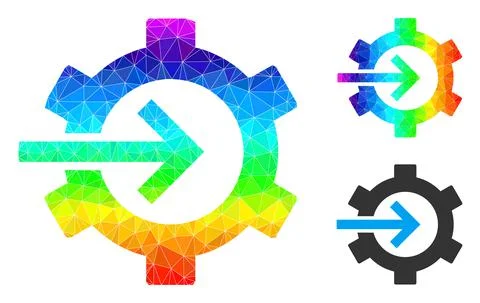 Vector Triangle Filled Cog Integration Icon with Spectrum Gradient イラスト素材