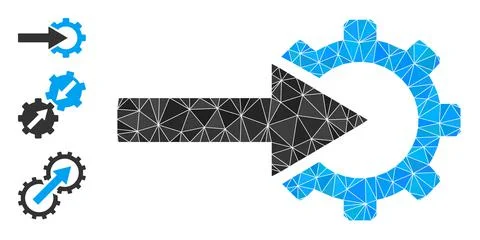 Vector Triangle Filled Cog Integration Icon and Other Icons Stock Illustration