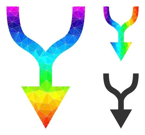 Vector Triangle Filled Combine Arrow Down Icon with Rainbow Gradient Ilustración de archivo