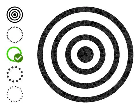 Vector Triangle Filled Concentric Circles Icon and Additional Icons 스톡 일러스트