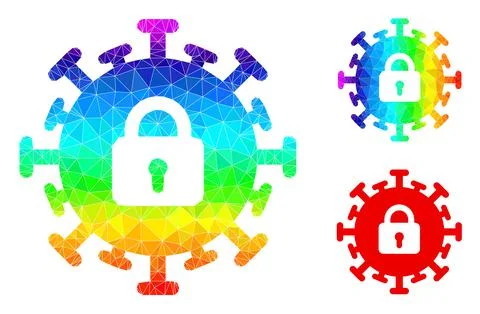 Vector Triangle Filled Contagious Lockdown Icon with Spectrum Gradient Stock Illustration