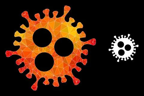 Vector Triangle Filled Covid Virus Icon with Flame Gradient Stock Illustration