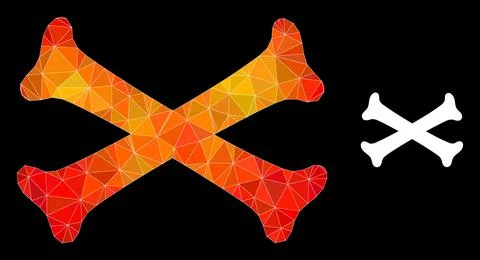 Vector Triangle Filled Crossing Bones Icon with Fire Gradient Stock Illustration