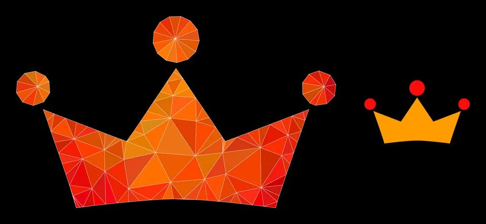 Vector Triangle Filled Crown Icon with Flame Gradient Stock Illustration