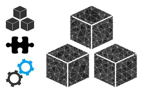 Vector Triangle Filled Cubes Icon with Other Icons Stock-Illustration