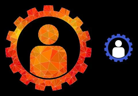 Vector Triangle Filled Customer Setup Gear Icon with Flame Gradient Stock Illustration