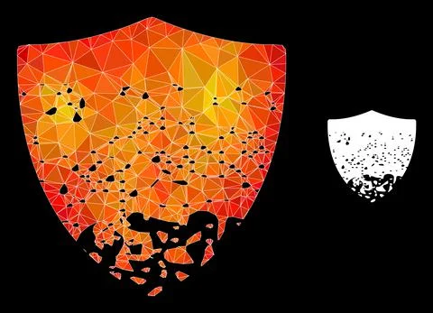 Vector Triangle Filled Damaged Shield Icon with Orange Colored Gradient 스톡 일러스트