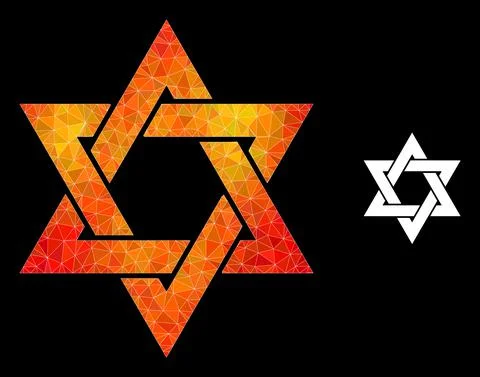 Vector Triangle Filled David Star Icon with Fire Gradient Stock Illustration
