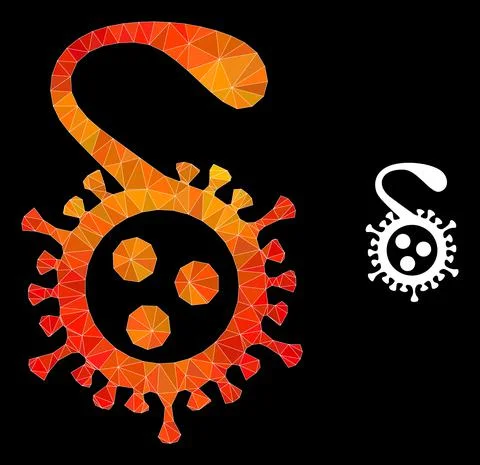 Vector Triangle Filled Delta Virus Icon with Fire Gradient Stock Illustration