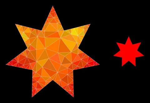 Vector Triangle Filled Eight Corner Star Icon with Orange Colored Gradient 스톡 일러스트