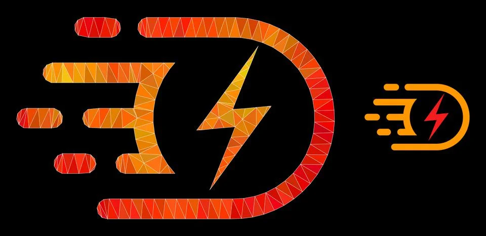 Vector Triangle Filled Electric Voltage Icon with Orange Colored Gradient Illustrazione stock