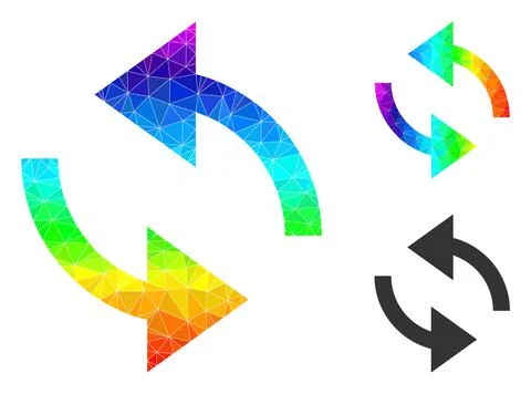 Vector Triangle Filled Exchange Arrows Icon with Rainbow Gradient Stock Illustration