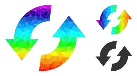 Vector Triangle Filled Exchange Arrows Icon with Spectral Colored Gradient Stock Illustration