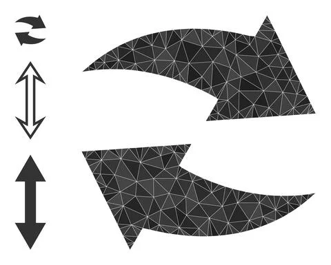 Vector Triangle Filled Exchange Arrows Icon with Other Icons Stock Illustration