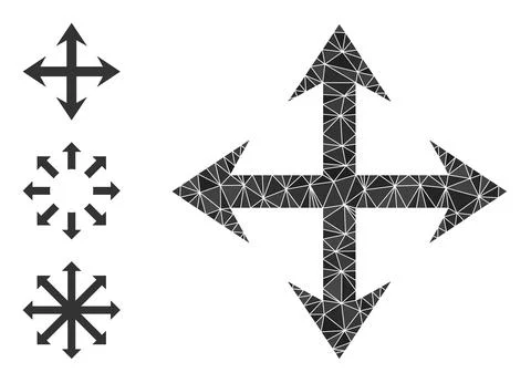 Vector Triangle Filled Expand Arrows Icon with Similar Icons Stock Illustration