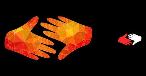 Vector Triangle Filled Fair Trade Handshake Icon with Fire Gradient Illustrazione stock