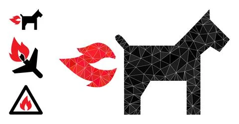 Vector Triangle Filled Fire Jet Dog Icon with Similar Icons Illustrazione stock
