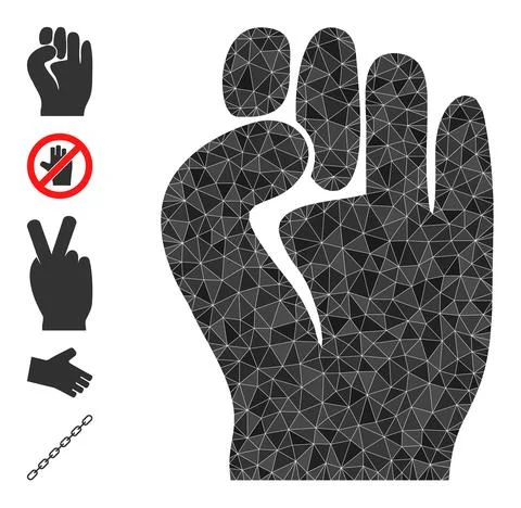 Vector Triangle Filled Fist Icon and Other Icons Stock Illustration